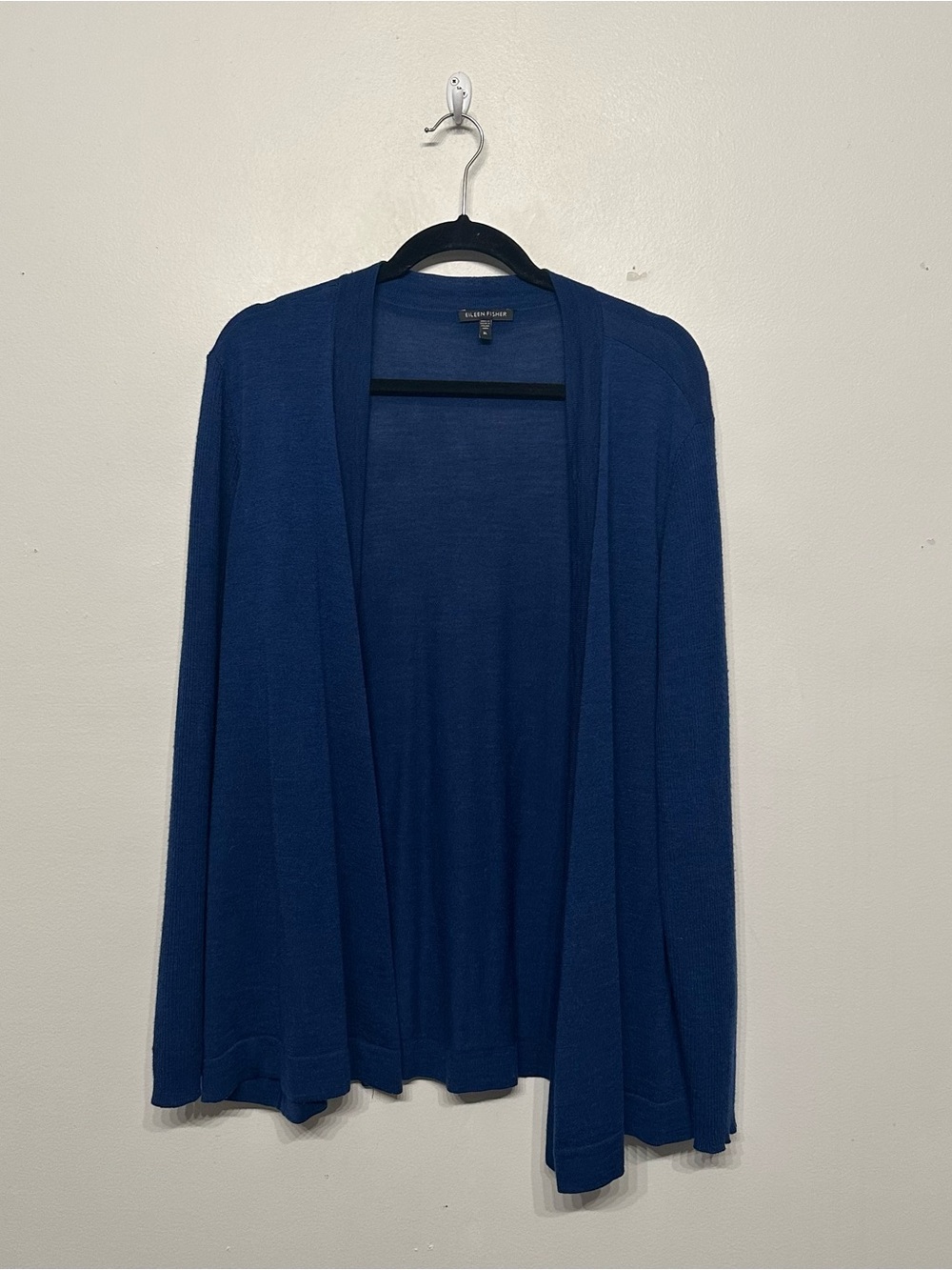 Eileen Fisher Merino Wool Ribbed Sleeve Cardigan Sweater XL